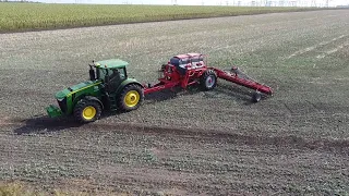 Запуск новой сеялки HORSCH Avatar 12.25 SD с трактором 🚜John Deere 8370 R