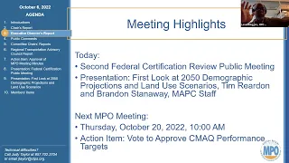 Boston Region MPO Board Meeting: October 6, 2022