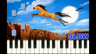 SLOW piano tutorial "SPIRIT STALLION THE CIMARRON" Main Theme, 2002, with free sheet music (pdf)