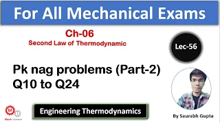 PK Nag Problems Chapter-6 (Part-2) | Second Law of Thermodynamics || Engineering Thermodynamics-56 |