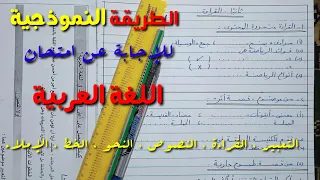 الطريقة النموذجية للإجابة عن امتحان اللغة العربية وتنظيم ورقة الإجابة والتعبير الوظيفي .