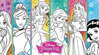 Colouring Princesses Disney Coloring Pages Compilation Cinderella Ariel Aurora Snow White Belle