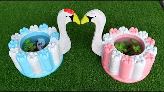 DIY duck shape flower pot from Plastic Bottles And Concrete / Project concrete at home