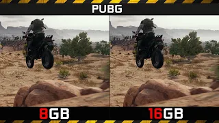 8GB vs 16GB DDR4 RAM VEGA 11 PUBG Comparison