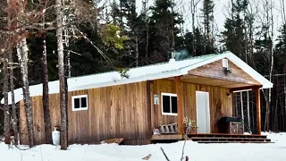 Building Cabin In The Canadian Wilderness | Barn Board Pine on Interior Wall | Snow Shoe Trail Cam