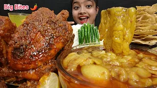 EATING 🔥OILY MUTTON FAT CURRY,BIG WHOLE CHICKEN CURRY WITH RICE 😋 FOOD EATING VIDEOS 🤤 BIG BITES 🌶️