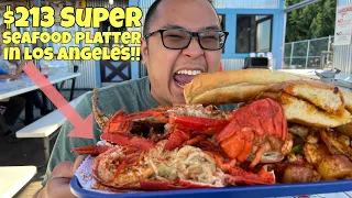 LOS ANGELES LOCAL FOOD!! MOUTHWATERING GIANT $213 SEAFOOD PLATTER IN SAN PEDRO CALIFORNIA 🐟🦞!!