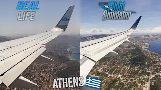 Microsoft Flight Simulator 2020 vs Real Life | Landing in Athens A320neo
