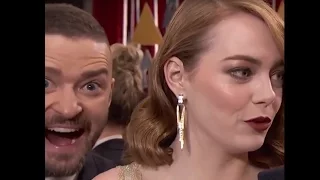 Oscars 2017: Emma Stone Photobombed by Justin Timberlake the Oscars Red Carpet | ABC News