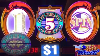 Nice Run on GOLD STANDARD JACKPOTS Slot + 5 Times Pay + Double Diamond + All Aboard slot play!