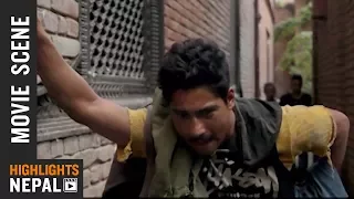Saugat Malla's Fight Scene - Nepali Movie SHREE 5 AMBARE | Ft. Saugat Malla, Keki Adhikari