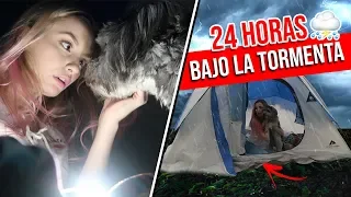 24 horas ACAMPANDO bajo el HURACÁN junto a mi PERRO GUARDIÁN! *CASI MUERO* | Katie Angel