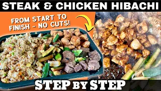 Hibachi Chicken and Steak on the Griddle   STEP by STEP   No Cuts!