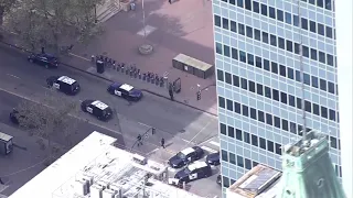 Raw Video: Chopper 5 over scene of shooting outside Oakland City Hall