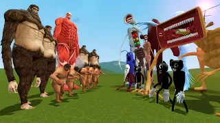 ATTACK ON TITAN VS TREVOR HENDERSON CREATURES!! Garry's Mod Sandbox