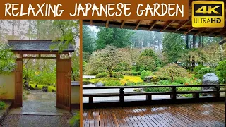 Rainy Day Walk Thru Portland Japanese Garden in 4k (no talking)