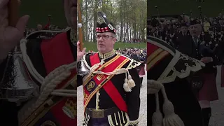 Drum Majors lead the massed Highland Pipe Bands marching outside Dunrobin Castle in Scotland #shorts