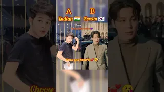 Who is more handsome?😘💞#A--(Indian Jimin🇮🇳)--#B--(Korean Jimin🇰🇷)--#ParkJimin💗#Viral#Short💜