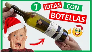 7 IDEAS GENIALES  para decorar botellas de Vidrio PARA NAVIDAD♻🎄