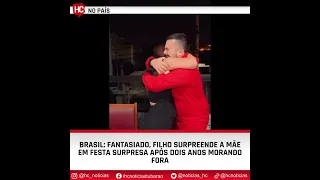 Brasil: fantasiado, filho surpreende a mãe em festa surpresa após dois anos morando fora