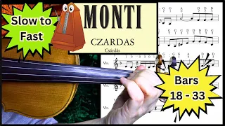 Monti Czardas | CLOSE UP Allegro Vivace Bar 18 to 33 | Violin Sheet Music & Piano Accompaniment