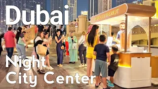 Dubai [4K] Night City Center, Burj Khalifa, Dubai Mall Walking Tour 🇦🇪