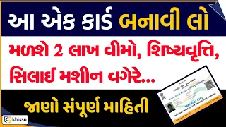 આ એક કાર્ડ બનાવી લો, મળશે 2 લાખ વીમો, શિષ્યવૃત્તિ, સિલાઈ મશીન જેવી યોજના સહાય / khissu