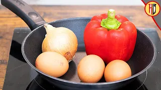 Omelette with onion and bell pepper