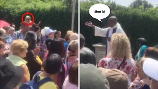 SHUT UP! Priest loses temper with woman talking during prayers In Medjugorje