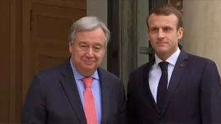 Macron meets with UN chief Guterres for talks