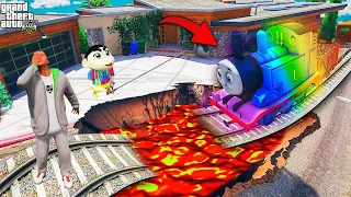 FRANKLIN CONTROLLIN RAINBOW THOMAS TRAIN TO SAVE SHINCHAN IN GTA 5 | GTA5 THOMAS TRAIN