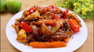 Turkey with vegetables in Asian style. Fast and very tasty.