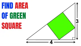 Find area of the Green Square inscribed in the right triangle | Important Geometry skills explained