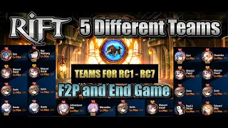 RC1 - RC7 RIFT:  5 Different Teams: F2P & End Game.  Detailed Walkthrough, Tips, and Tricks