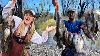 Fishing the SHALLOWS for SPRINGTIME SLABS! Eating WHATEVER We Catch! (CATCH, CLEAN, and COOK!)