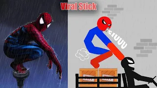 8 min Spiderman vs Stickman | Stickman Dismounting Funny Moments #225 | Viral Stick