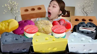 ASMR 특이한 모양 케이크🍰 어쩌다보니 다 치즈맛🧀... 리얼먹방 :) a cheesecake, a brick cake, grain bread Dessert MUKBANG