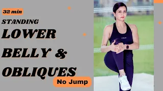 Killer Lower Abs & Obliques|Side Flaps|Love Handles|All Standing Workout|No Jump|With Cool down
