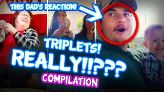 Triplets Part 4!! Another Best funny triplet pregnancy reveal compilation! Wait for the Dad!