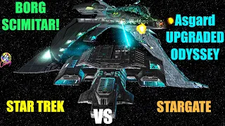 BORG Scimitar VS X304 Asgard Upgraded Odyssey - Both Sides - Star Trek Stargate Starship Battles