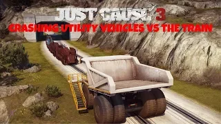 Just Cause 3 Crashing Utility Vehicles VS the Train