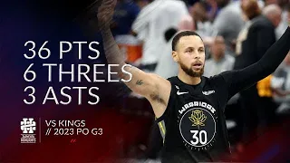 Stephen Curry 36 pts 6 threes 3 asts vs Kings 2023 PO G3