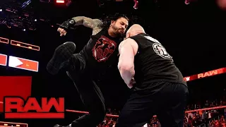 Roman Reigns attacks Brock Lesnar WWE Raw April 2,2018