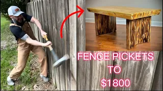 Trash Wood into CASH!  Turning old fence pickets into custom table.