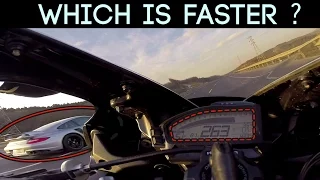 Which is FASTER ? 1100 HP Porsche GT3 or Honda CBR1000RR