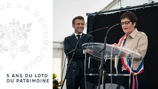 Au théâtre de Guéret, le Président Emmanuel Macron revient sur les 5 ans du Loto du patrimoine