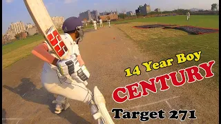 14 Year Boy Century ! Target 271 ! GoPro Cricket Match Highlights