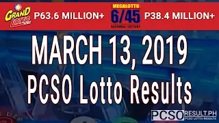 PCSO Lotto Results Today March 13, 2019 (6/55, 6/45, 4D, Swertres, STL & EZ2)