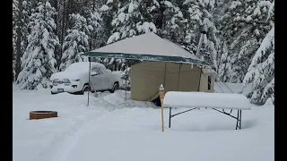 Walmart Ozark Trail Wall Tent, 2 FEET of SNOW