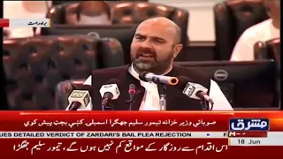 Finance Minister Taimur Saleem Khan Jhagra Presenting KP Budget 2019-20